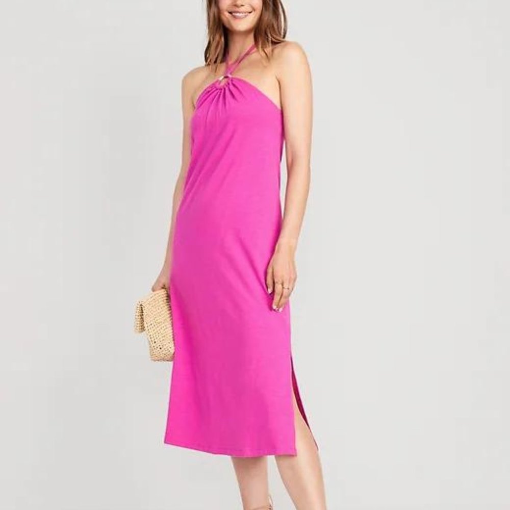 NWT Old Navy Slub-Knit Halter Midi Shift Dress for Women